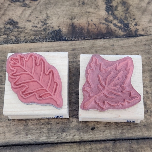 Stampabilities Fall Thanksgiving Leaf Autumn Harvest Red Orange D1168 & D1169 - Picture 8 of 8